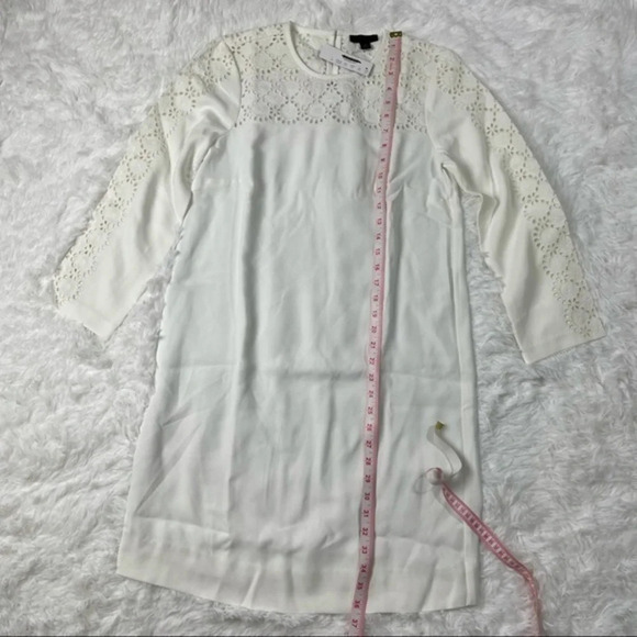 New J Crew Laser Cut Eyelet Dress White 4 - Picture 5 of 8